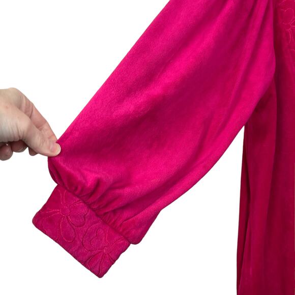 Diamond Tea women Large Bath Robe House coat Dress Vintage Pink Long floral Flaw - Picture 5 of 15